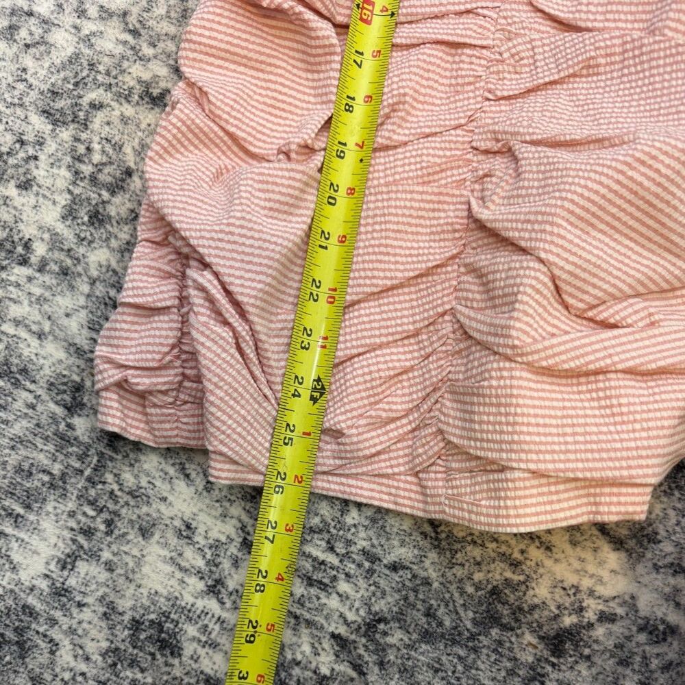 Willow & Clay Pink Seersucker Ruched Puff Sleeve Bodycon Mini Dress Womens M NWT - Picture 10 of 10
